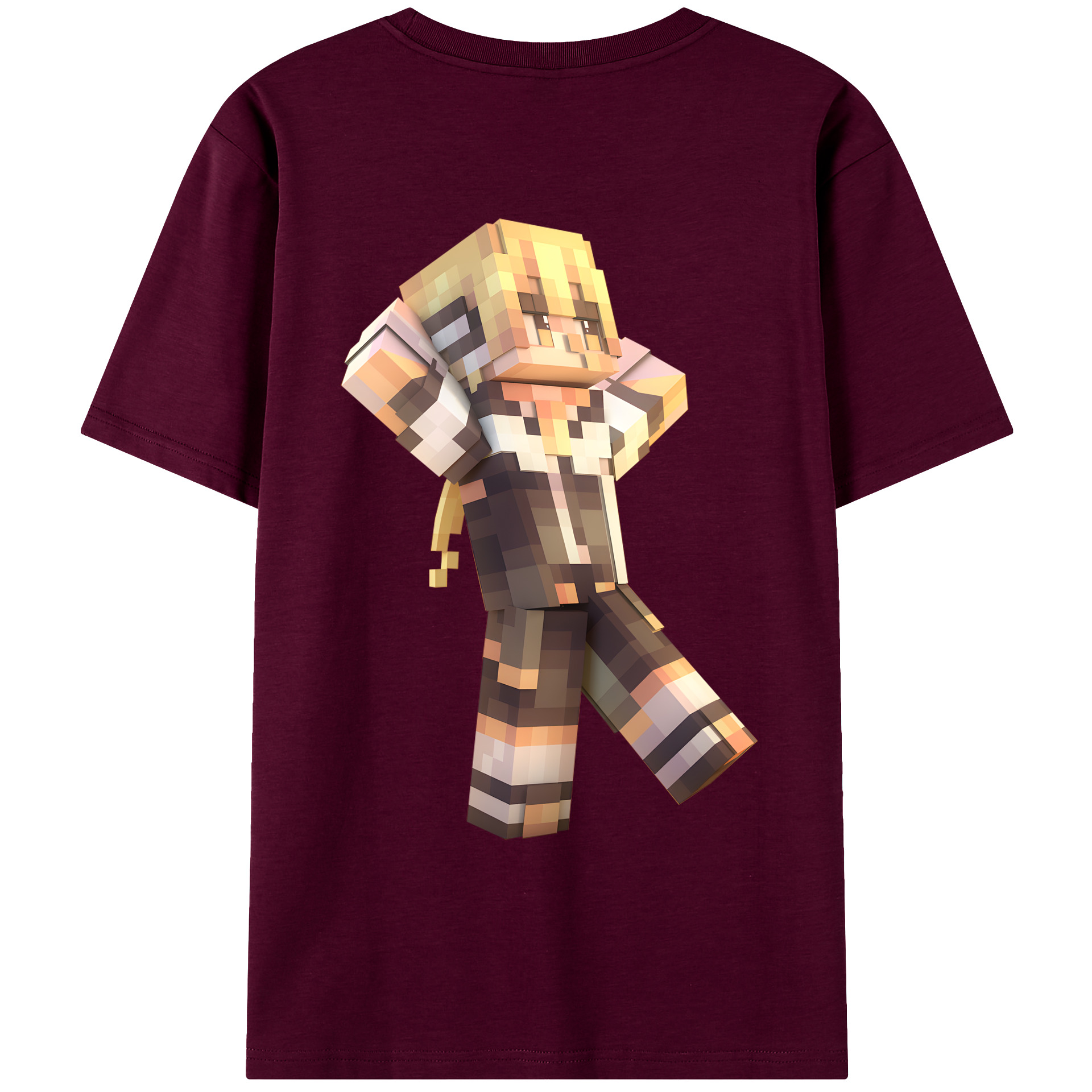 （画像用） マインクラフト ブロックの世界 Minecraft MC Block world レディース半袖Tシャツ(バックプリント)